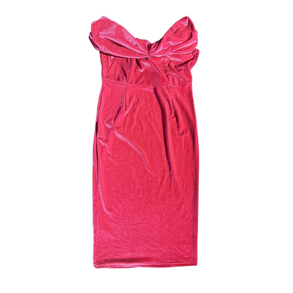 CBR Chic Boutique Rose Pink Velvet Off Shoulder Bodycon Midi Dress Womens‎ Large